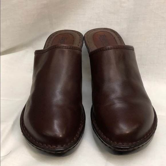 Born brown leather heeled clog - Picture 2 of 6